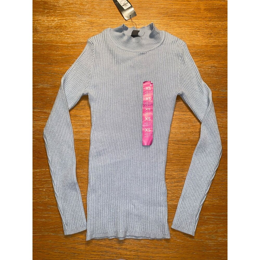 Blue Ribbed Turtleneck Sweater XS Womens